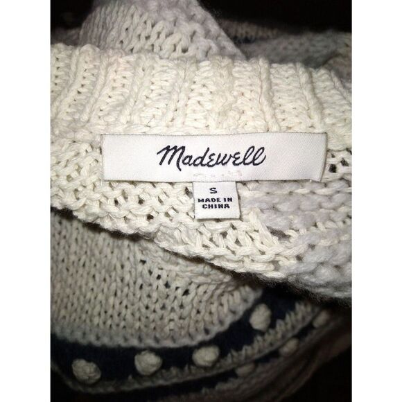 Madewell Women’s Small Beige Blue Sweater Merino Wool Alpaca Cotton Blend - Picture 5 of 9